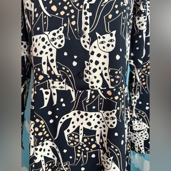 MONKL cat print maxi dress. Button front XXS - Picture 3 of 10